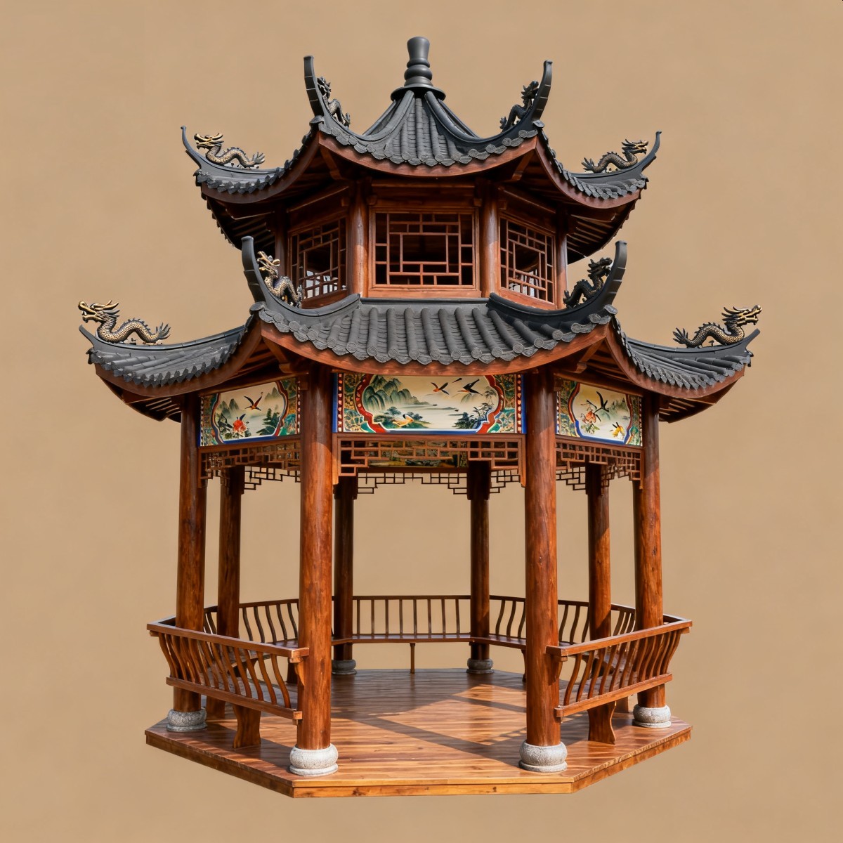 澳门半岛仿古风格防腐木凉亭,实木凉亭,木亭